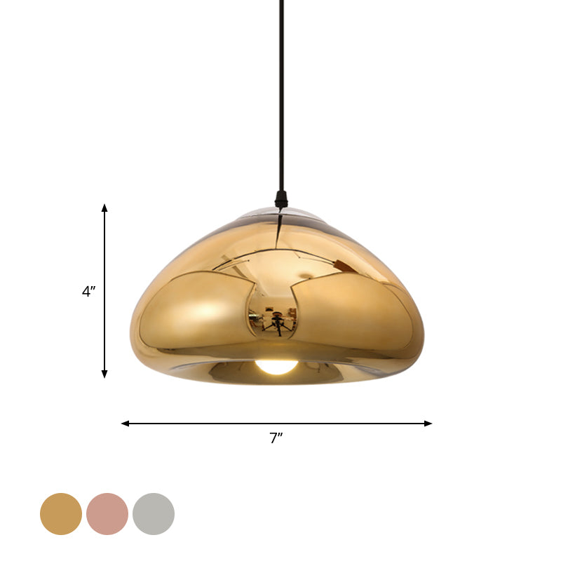 7"/12" Doublewalled Pendant Lighting Postmodern Glass Suspension Lamp - Silver/Gold/Bronze