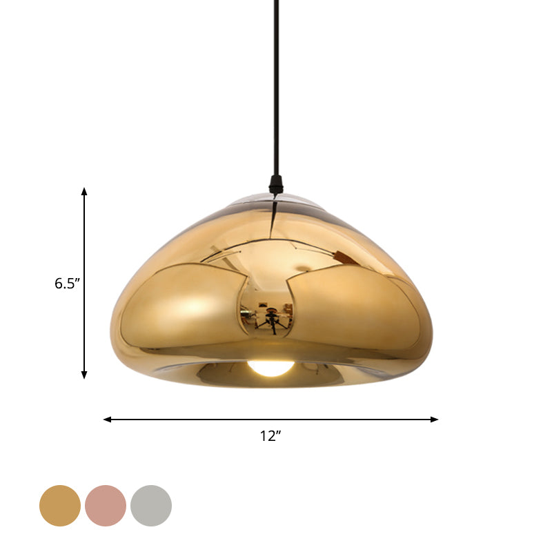 7"/12" Doublewalled Pendant Lighting Postmodern Glass Suspension Lamp - Silver/Gold/Bronze