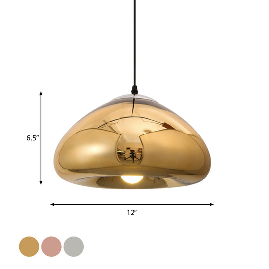 7"/12" Doublewalled Pendant Lighting Postmodern Glass Suspension Lamp - Silver/Gold/Bronze