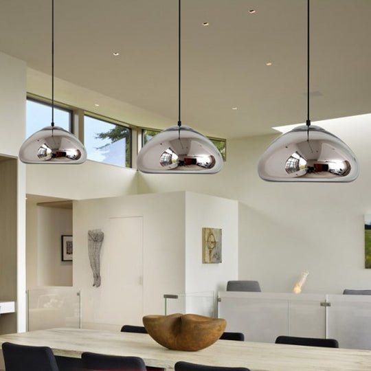 Modern 7/12 Doublewalled Glass Pendant Light - Silver/Gold/Bronze 1 Bulb Black Ceiling Suspension