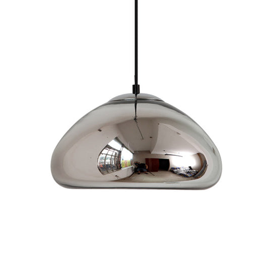 7"/12" Doublewalled Pendant Lighting Postmodern Glass Suspension Lamp - Silver/Gold/Bronze