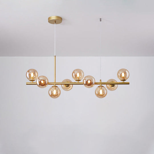 Postmodern Glass Ball Pendant Light For Kitchen - Multiple Colors & Gold/Black Finish 7/9/11 Lights