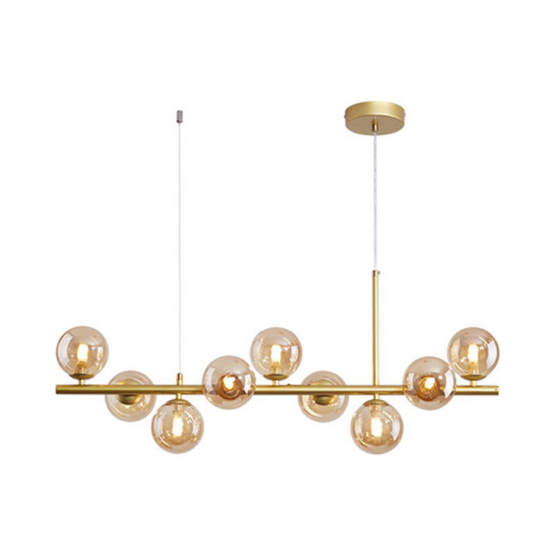 Postmodern Glass Ball Pendant Light For Kitchen - Multiple Colors & Gold/Black Finish 7/9/11 Lights