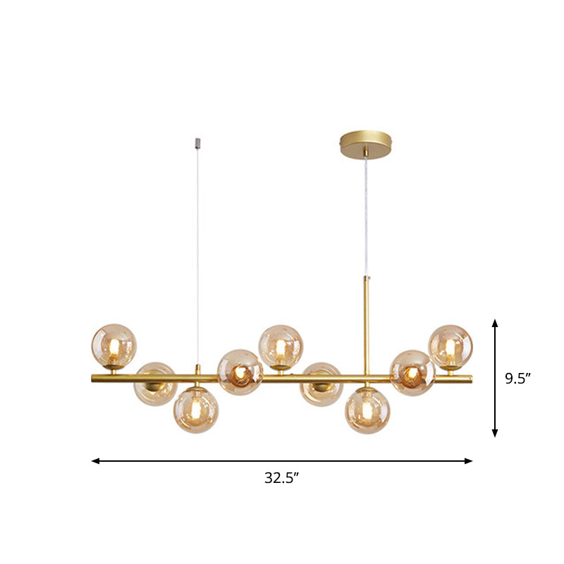 Postmodern Glass Ball Pendant Light For Kitchen - Multiple Colors & Gold/Black Finish 7/9/11 Lights