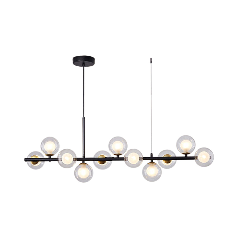 Postmodern Glass Ball Pendant Light For Kitchen - Multiple Colors & Gold/Black Finish 7/9/11 Lights