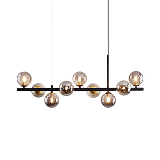 Postmodern Glass Ball Pendant Light For Kitchen - Multiple Colors & Gold/Black Finish 7/9/11 Lights