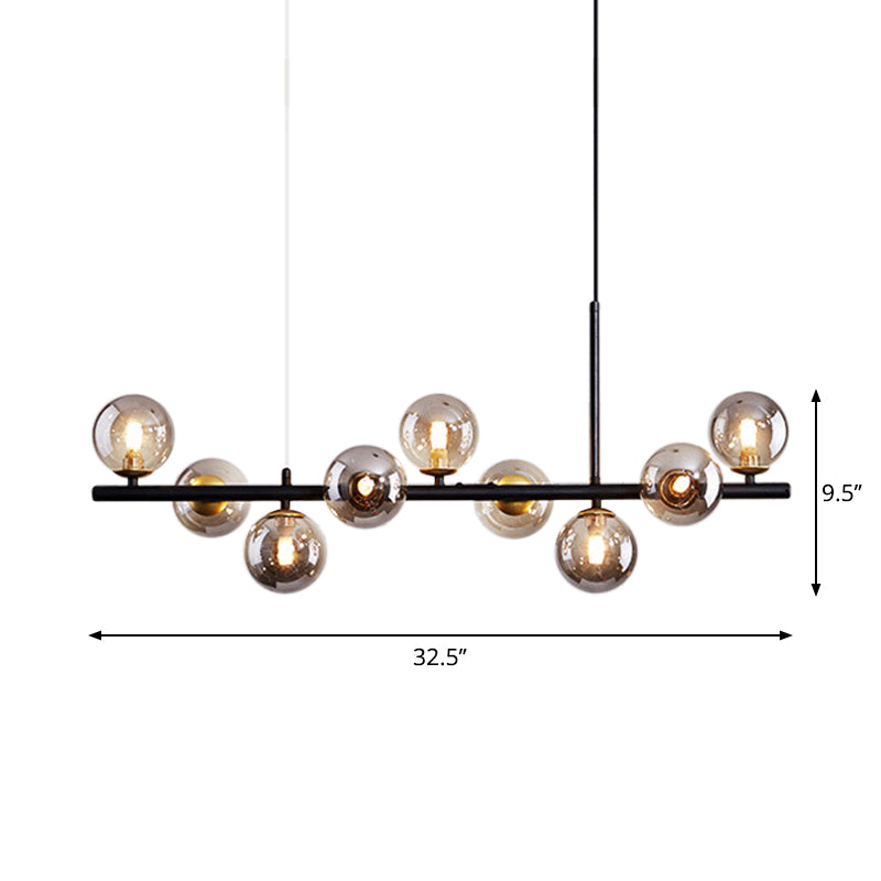 Postmodern Glass Ball Pendant Light For Kitchen - Multiple Colors & Gold/Black Finish 7/9/11 Lights