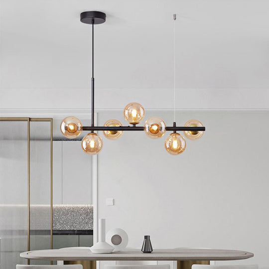 Postmodern Glass Ball Pendant Light For Kitchen - Multiple Colors & Gold/Black Finish 7/9/11 Lights