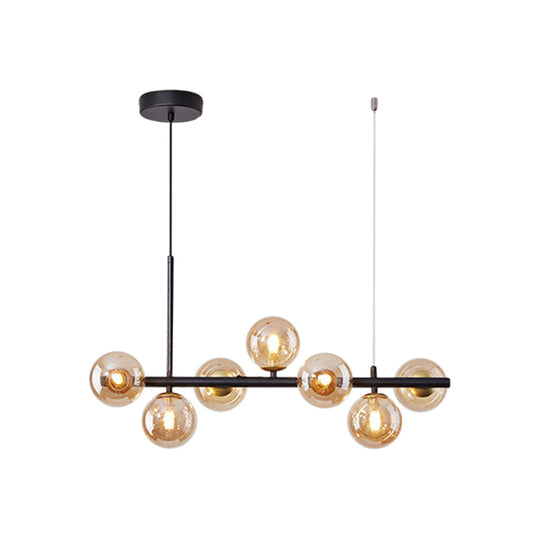 Postmodern Glass Ball Pendant Light For Kitchen - Multiple Colors & Gold/Black Finish 7/9/11 Lights