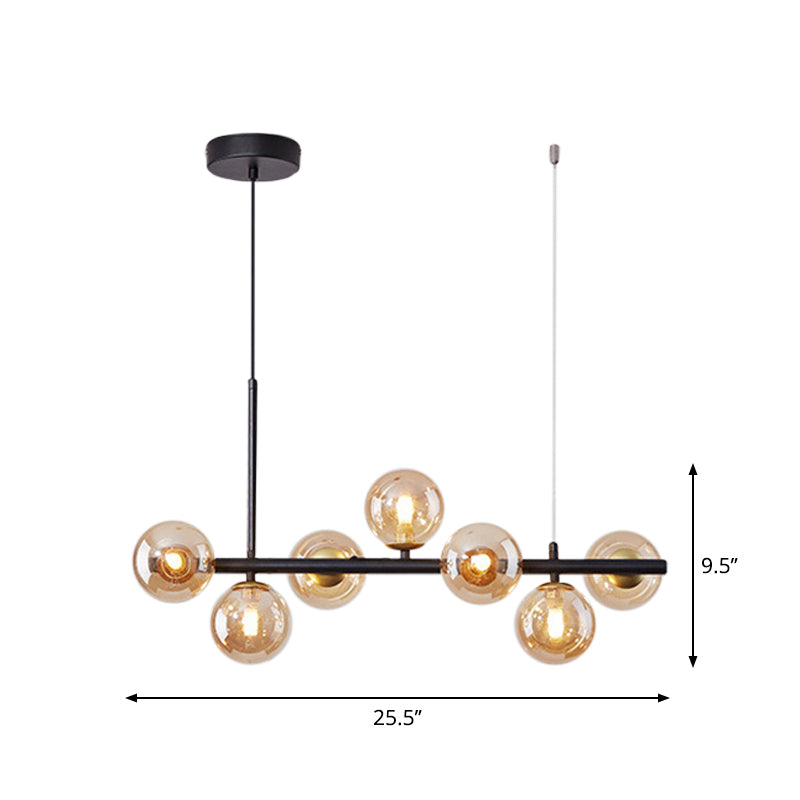 Postmodern Glass Ball Pendant Light For Kitchen - Multiple Colors & Gold/Black Finish 7/9/11 Lights