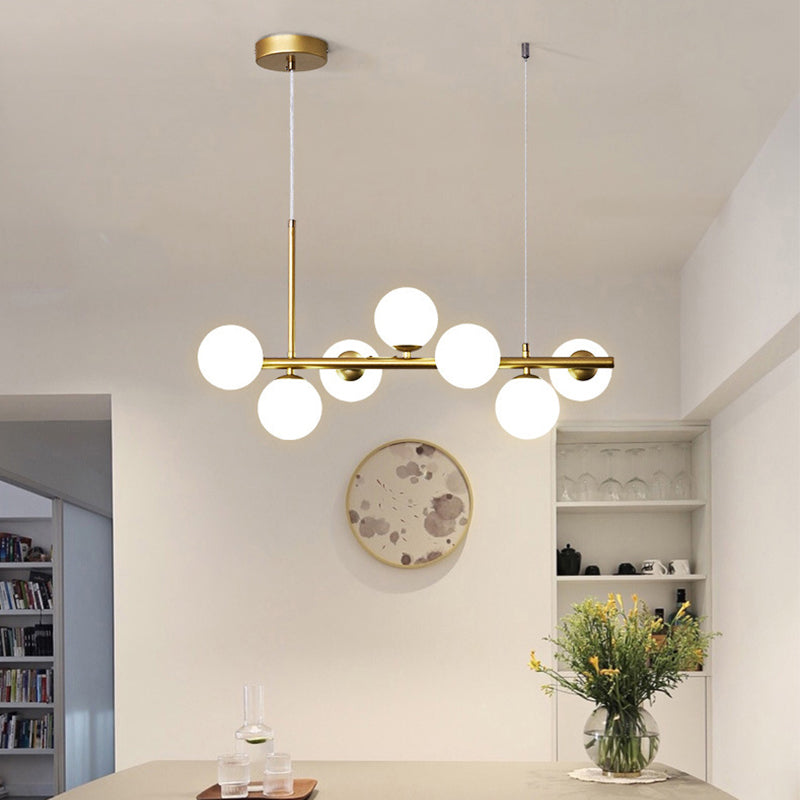 Postmodern Glass Ball Pendant Light For Kitchen - Multiple Colors & Gold/Black Finish 7/9/11 Lights