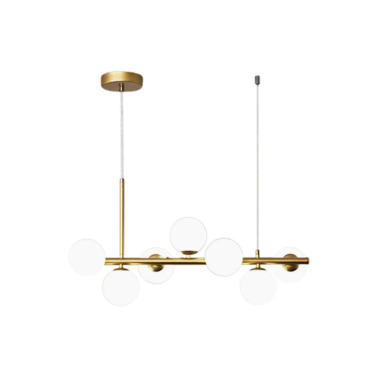 Postmodern Glass Ball Pendant Light For Kitchen - Multiple Colors & Gold/Black Finish 7/9/11 Lights