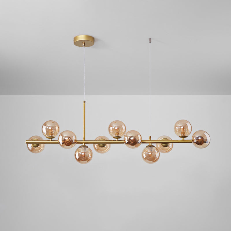 Postmodern Glass Ball Pendant Light For Kitchen - Multiple Colors & Gold/Black Finish 7/9/11 Lights