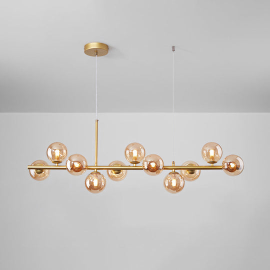 Postmodern Glass Ball Pendant Light For Kitchen - Multiple Colors & Gold/Black Finish 7/9/11 Lights