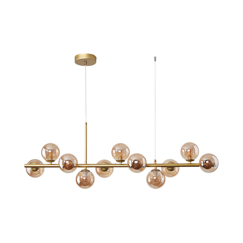 Postmodern Glass Ball Pendant Light For Kitchen - Multiple Colors & Gold/Black Finish 7/9/11 Lights