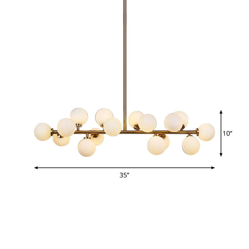 Gold Pendant Ceiling Light With Opal Frosted Glass- 16 Bulbs Bubbled Island Design