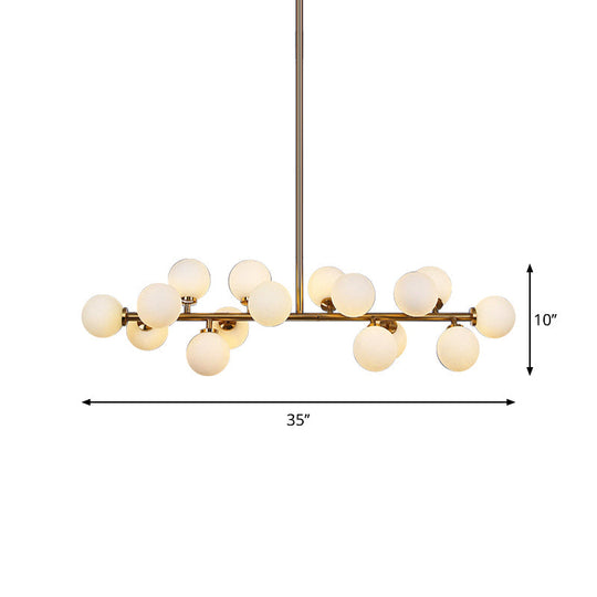 Gold Pendant Ceiling Light With Opal Frosted Glass- 16 Bulbs Bubbled Island Design