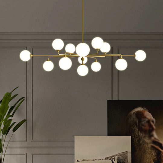 Gold Metal Sputnik Pendant Lighting With White Glass Shades - Modernize Your Living Room 6/9/12