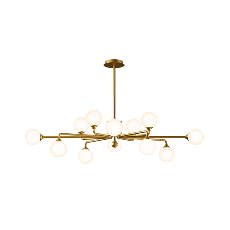 Gold Metal Sputnik Pendant Lighting With White Glass Shades - Modernize Your Living Room 6/9/12