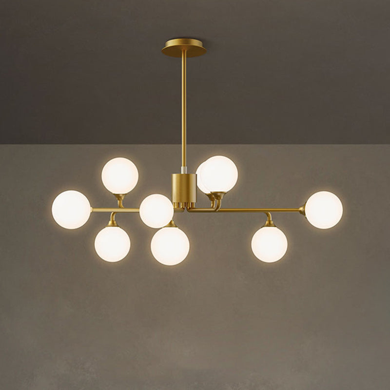 Gold Metal Sputnik Pendant Lighting With White Glass Shades - Modernize Your Living Room 6/9/12