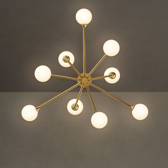 Gold Metal Sputnik Pendant Lighting With White Glass Shades - Modernize Your Living Room 6/9/12