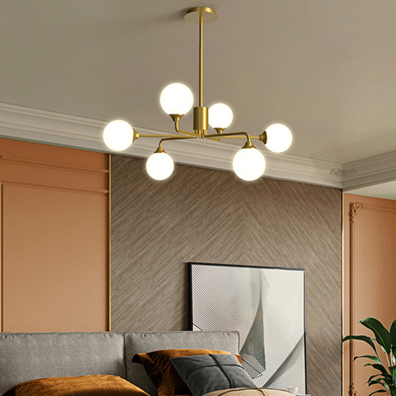 Gold Metal Sputnik Pendant Lighting With White Glass Shades - Modernize Your Living Room 6/9/12