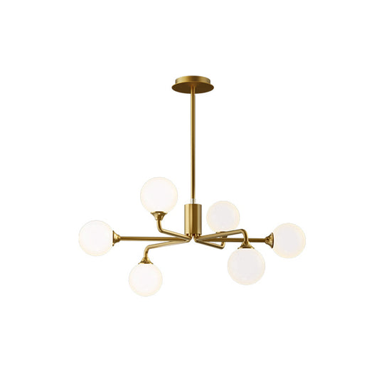 Gold Metal Sputnik Pendant Lighting With White Glass Shades - Modernize Your Living Room 6/9/12