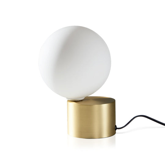 Modern Gold Orb Table Lamp With Frosted Glass Shade - Perfect Night Stand Light