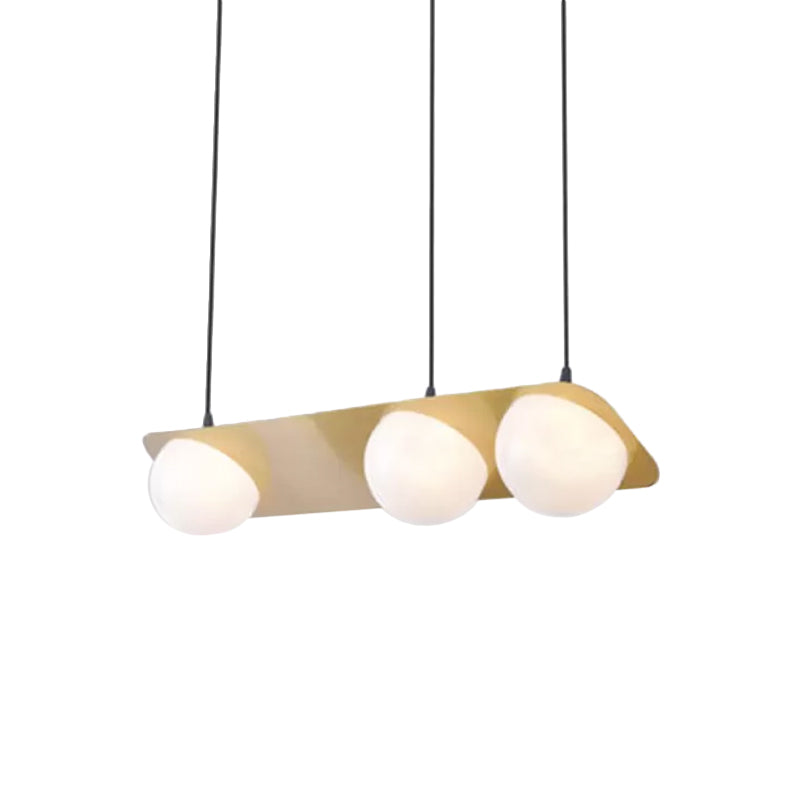 Modern Frosted White Glass Chandelier with Gold Finish - V/Z/Horizontal Pendant Ceiling Light, Multiple Head Options