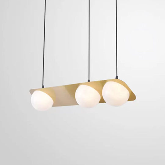 Modern Frosted White Glass Chandelier with Gold Finish - V/Z/Horizontal Pendant Ceiling Light, Multiple Head Options