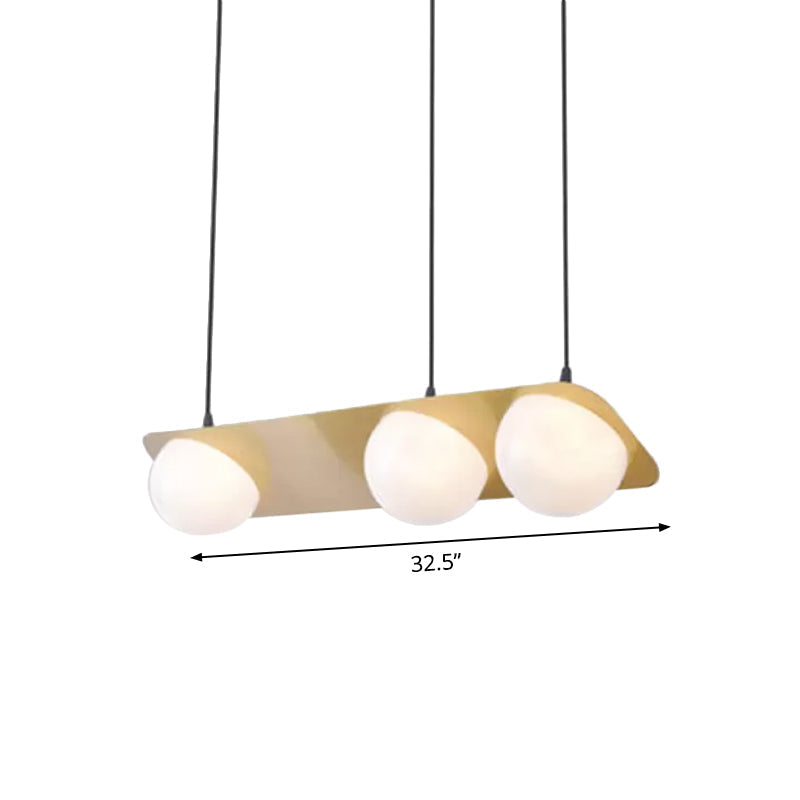 Postmodern V/Z/Horizontal Chandelier With Frosted White Ball Glass Gold Finish - 2/3/4 Heads Hanging