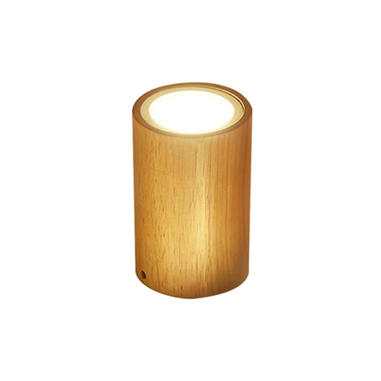 Wooden Mini Corridor Ceiling Lamp Nordic Flush Mount Lighting - Round/Square, LED, Beige, 4"/6"/8"H