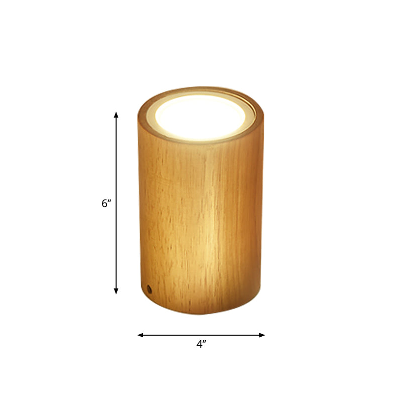 Wooden Mini Corridor Ceiling Lamp Nordic Flush Mount Lighting - Round/Square, LED, Beige, 4"/6"/8"H