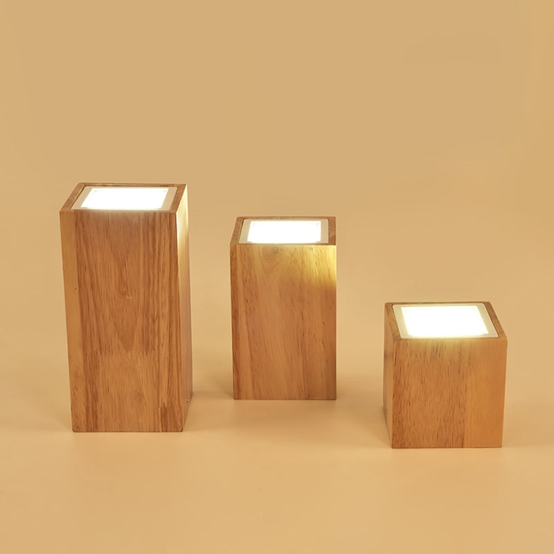 Wooden Mini Corridor Ceiling Lamp Nordic Flush Mount Lighting - Round/Square, LED, Beige, 4"/6"/8"H