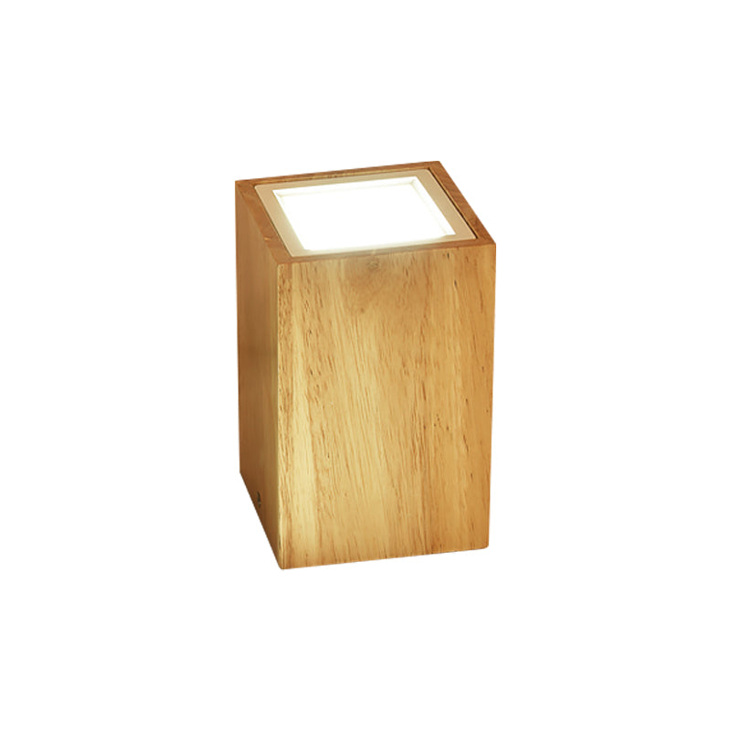 Wooden Mini Corridor Ceiling Lamp Nordic Flush Mount Lighting - Round/Square, LED, Beige, 4"/6"/8"H