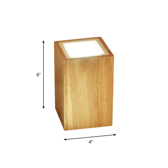 Wooden Mini Corridor Ceiling Lamp Nordic Flush Mount Lighting - Round/Square, LED, Beige, 4"/6"/8"H