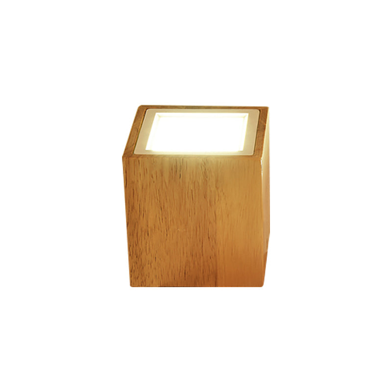 Wooden Mini Corridor Ceiling Lamp Nordic Flush Mount Lighting - Round/Square, LED, Beige, 4"/6"/8"H