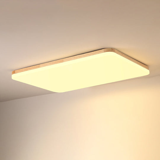 Simple & Slim Beige LED Ceiling Light in Square/Rectangle Shape for Living Room - 13"/25"/37.5" Width