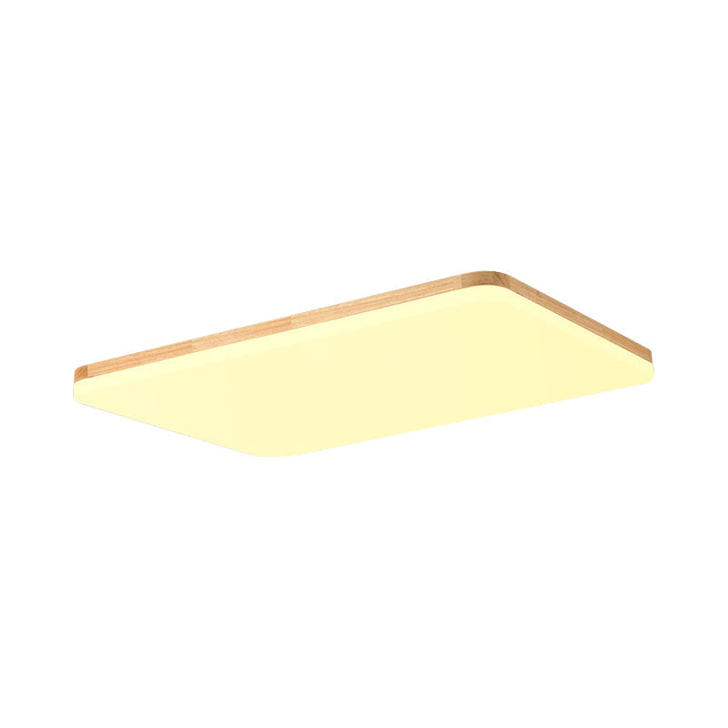 Simple & Slim Beige LED Ceiling Light in Square/Rectangle Shape for Living Room - 13"/25"/37.5" Width