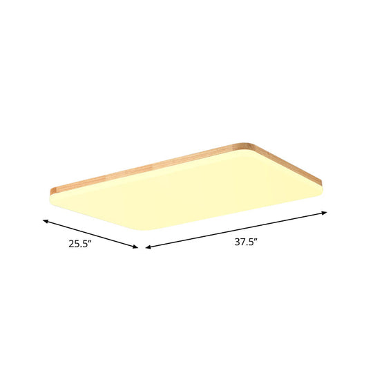 Simple & Slim Beige LED Ceiling Light in Square/Rectangle Shape for Living Room - 13"/25"/37.5" Width