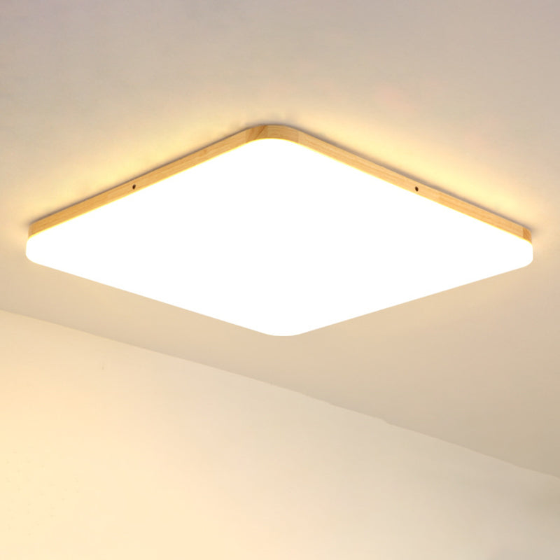 Simple & Slim Beige LED Ceiling Light in Square/Rectangle Shape for Living Room - 13"/25"/37.5" Width