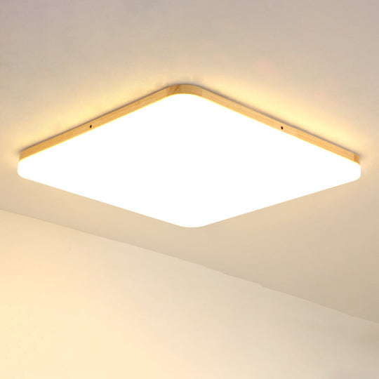 Simple & Slim Beige Led Ceiling Light In Square/Rectangle Shape For Living Room - 13/25/37.5 Width