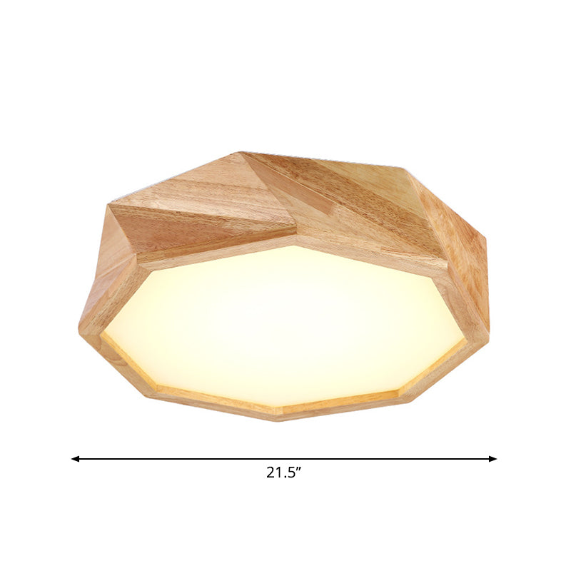 Modern Geometric Ceiling Lamp: Wooden Beige Led Flush Mount Light Warm/White For Hotels (18/21.5/27