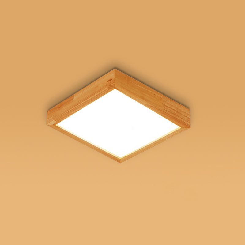 Nordic Wooden Checker Ceiling Light - Flush Mount Lamp (1/6/9-Light) in Beige for Living Room - Warm/White Light