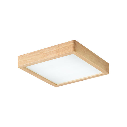 Nordic LED Ceiling Flushmount Lighting - Square/Rectangle/Checkered Wood Design - Acrylic Shade - 14"/21.5"/37.5" - Warm/White Light