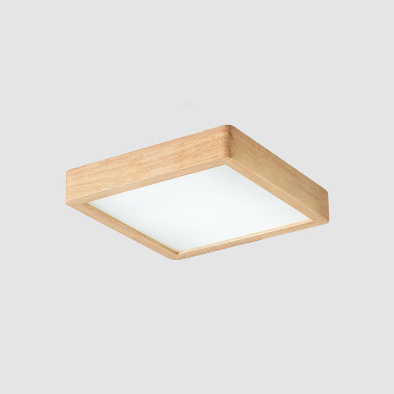 Nordic LED Ceiling Flushmount Lighting - Square/Rectangle/Checkered Wood Design - Acrylic Shade - 14"/21.5"/37.5" - Warm/White Light