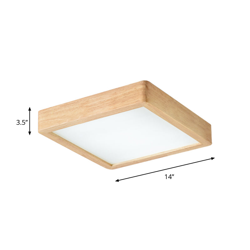 Nordic LED Ceiling Flushmount Lighting - Square/Rectangle/Checkered Wood Design - Acrylic Shade - 14"/21.5"/37.5" - Warm/White Light