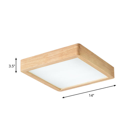 Nordic LED Ceiling Flushmount Lighting - Square/Rectangle/Checkered Wood Design - Acrylic Shade - 14"/21.5"/37.5" - Warm/White Light