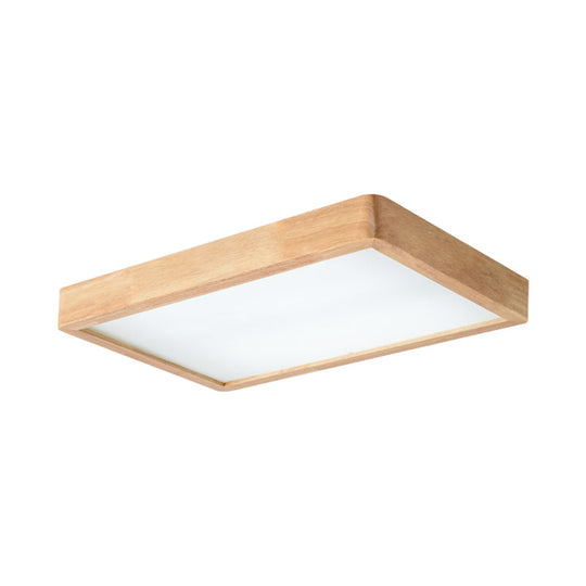 Nordic LED Ceiling Flushmount Lighting - Square/Rectangle/Checkered Wood Design - Acrylic Shade - 14"/21.5"/37.5" - Warm/White Light