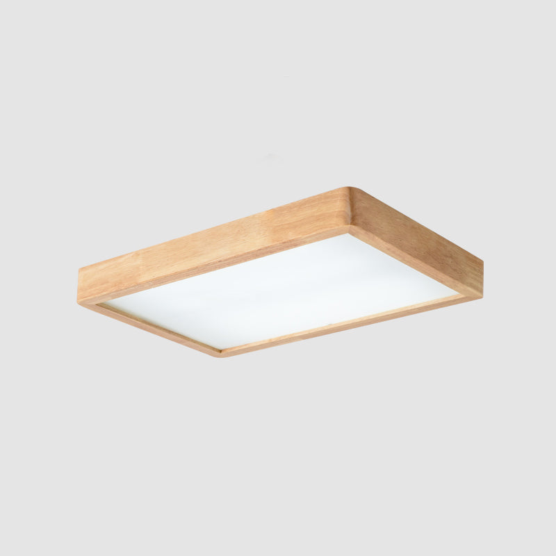 Nordic LED Ceiling Flushmount Lighting - Square/Rectangle/Checkered Wood Design - Acrylic Shade - 14"/21.5"/37.5" - Warm/White Light